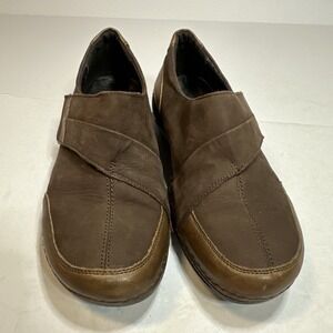 ELARA Women's Brown Leather Comfort Shoes Hook & Loop Size 38 US 7